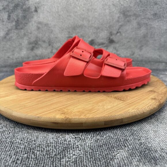 Birkenstock Arizona EVA Sandals Womens Size 8 Red Two Strap Slides Shoes - Picture 1 of 11